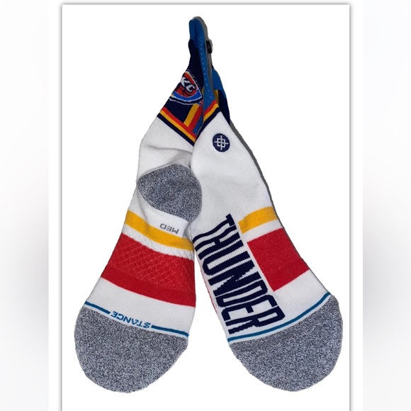 Stance NBA OKC Thunder Crew Socks 1 Pair Men 6-8.5 W8-10.5 White Logo Basketball - Picture 6 of 8